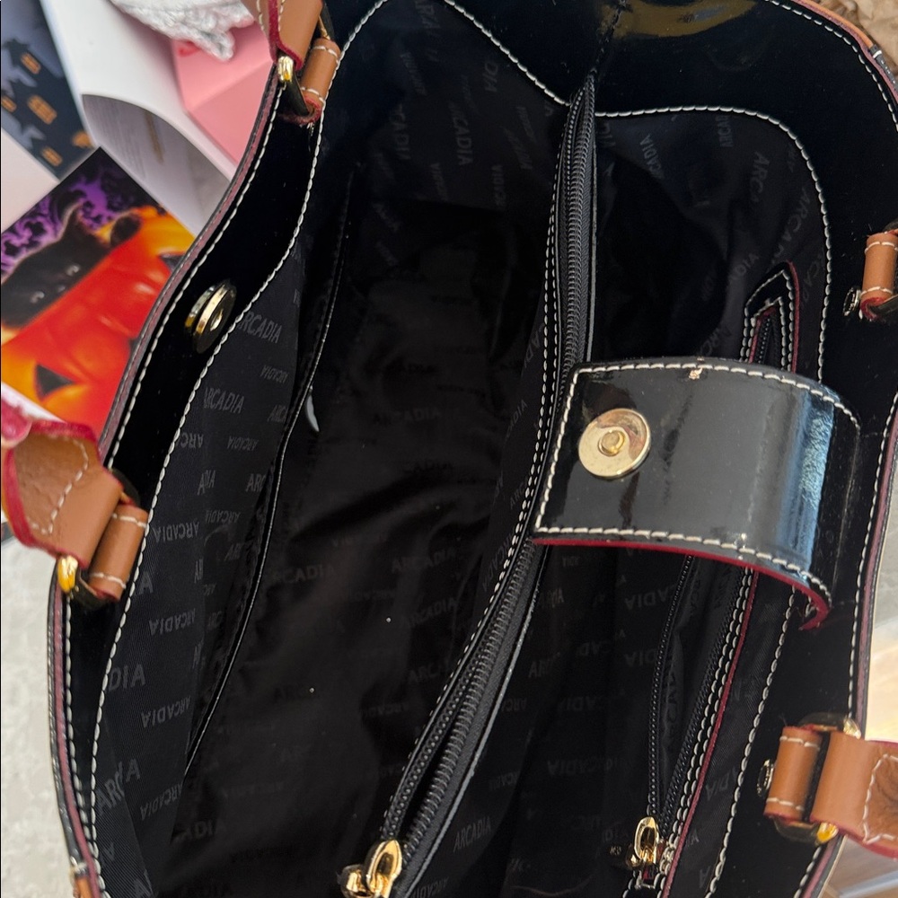 Arcadia top handle Italian patent leather satchel - Picture 9 of 11